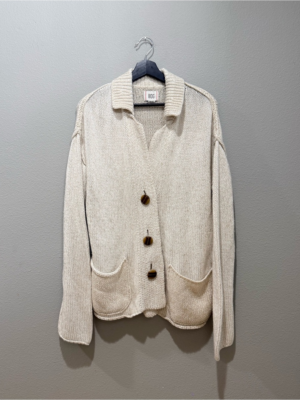BDG Cream Chunky Knit Button Down Oversized Cardigan Size XS